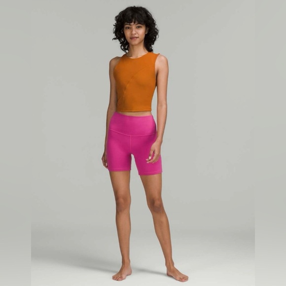 Lululemon Ribbed Asymmetrical Yoga Tank Top Butternut Brown 8 Support Gym Run - Picture 3 of 8